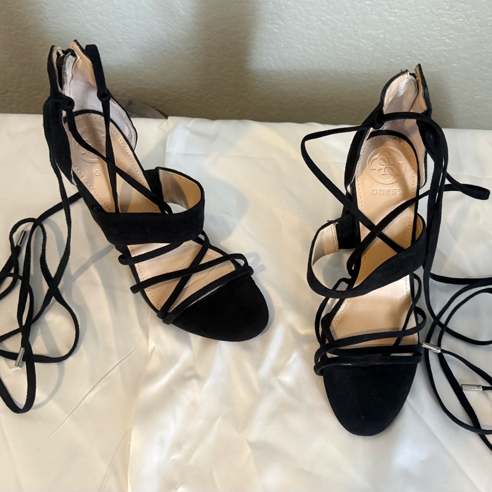 GUESS Women's Black Strappy Heels